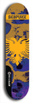 Skateboard deck: Limited edition, North American maple skateboard deck designed by underground artist BellyRash - available widths 7.5 to 8.5 inches in both mellow concave and steep concave shapes. Artwork: SK8PUNX logo brand popsicle-shaped deck