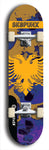 Skateboard deck: Limited edition, North American maple skateboard deck designed by underground artist BellyRash - available widths 7.5 to 8.5 inches in both mellow concave and steep concave shapes. Artwork: SK8PUNX logo brand popsicle-shaped deck