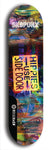 Skateboard deck: Limited edition, North American maple skateboard deck designed by underground artist BellyRash - available widths 7.5 to 8.5 inches in both mellow concave and steep concave shapes. Artwork: SK8PUNX logo brand popsicle-shaped deck