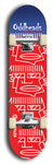 Skateboard deck: Limited edition, North American maple skateboard deck designed by underground artist BellyRash -- available in widths 7.5 to 8.5 inches in both mellow concave and steep concave shapes. Artwork: Oddheads brand popsicle-shaped skateboard deck with cartoon head on dark background. 