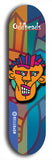 Skateboard deck: Limited edition, North American maple skateboard deck designed by underground artist BellyRash -- available in widths 7.5 to 8.5 inches in both mellow concave and steep concave shapes. Artwork: Oddheads brand popsicle-shaped skateboard deck with cartoon head on dark background. 