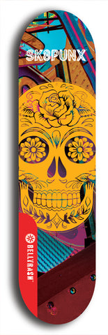 Skateboard deck: Limited edition, North American maple skateboard deck designed by underground artist BellyRash - available widths 7.5 to 8.5 inches in both mellow concave and steep concave shapes. Artwork: SK8PUNX logo brand popsicle-shaped deck