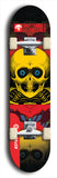 Skateboard deck: Limited edition, North American maple skateboard deck designed by underground artist BellyRash -- available in widths 7.5 to 8.5 inches in both mellow concave and steep concave shapes. Artwork: BUTTUGLY MONSTERS brand popsicle-shaped skateboard deck with monster in background. 