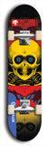 Skateboard deck: Limited edition, North American maple skateboard deck designed by underground artist BellyRash -- available in widths 7.5 to 8.5 inches in both mellow concave and steep concave shapes. Artwork: BUTTUGLY MONSTERS brand popsicle-shaped skateboard deck with monster in background. 