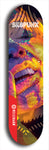 Skateboard deck: Limited edition, North American maple skateboard deck designed by underground artist BellyRash - available widths 7.5 to 8.5 inches in both mellow concave and steep concave shapes. Artwork: SK8PUNX logo brand popsicle-shaped deck