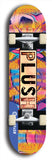 Skateboard deck: Limited edition, North American maple skateboard deck designed by underground artist BellyRash - available widths 7.5 to 8.5 inches in both mellow concave and steep concave shapes. Artwork: PLUSH logo brand popsicle-shaped deck