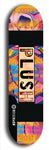 Skateboard deck: Limited edition, North American maple skateboard deck designed by underground artist BellyRash - available widths 7.5 to 8.5 inches in both mellow concave and steep concave shapes. Artwork: PLUSH logo brand popsicle-shaped deck