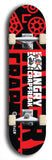 Skateboard deck: Limited edition, North American maple skateboard deck designed by underground artist BellyRash - available widths 7.5 to 8.5 inches in both mellow concave and steep concave shapes. Artwork: ANGRY CRAPFREAK brand popsicle-shaped with a multi-colored patterned background with large ANGRY CRAPFREAK logo