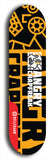 Skateboard deck: Limited edition, North American maple skateboard deck designed by underground artist BellyRash - available widths 7.5 to 8.5 inches in both mellow concave and steep concave shapes. Artwork: ANGRY CRAPFREAK brand popsicle-shaped with a multi-colored patterned background with large ANGRY CRAPFREAK logo