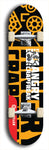 Skateboard deck: Limited edition, North American maple skateboard deck designed by underground artist BellyRash - available widths 7.5 to 8.5 inches in both mellow concave and steep concave shapes. Artwork: ANGRY CRAPFREAK brand popsicle-shaped with a multi-colored patterned background with large ANGRY CRAPFREAK logo