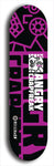 Skateboard deck: Limited edition, North American maple skateboard deck designed by underground artist BellyRash - available widths 7.5 to 8.5 inches in both mellow concave and steep concave shapes. Artwork: ANGRY CRAPFREAK brand popsicle-shaped with a multi-colored patterned background with large ANGRY CRAPFREAK logo