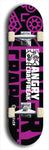 Skateboard deck: Limited edition, North American maple skateboard deck designed by underground artist BellyRash - available widths 7.5 to 8.5 inches in both mellow concave and steep concave shapes. Artwork: ANGRY CRAPFREAK brand popsicle-shaped with a multi-colored patterned background with large ANGRY CRAPFREAK logo