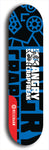 Skateboard deck: Limited edition, North American maple skateboard deck designed by underground artist BellyRash - available widths 7.5 to 8.5 inches in both mellow concave and steep concave shapes. Artwork: ANGRY CRAPFREAK brand popsicle-shaped with a multi-colored patterned background with large ANGRY CRAPFREAK logo