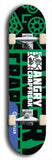 Skateboard deck: Limited edition, North American maple skateboard deck designed by underground artist BellyRash - available widths 7.5 to 8.5 inches in both mellow concave and steep concave shapes. Artwork: ANGRY CRAPFREAK brand popsicle-shaped with a multi-colored patterned background with large ANGRY CRAPFREAK logo 