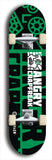 Skateboard deck: Limited edition, North American maple skateboard deck designed by underground artist BellyRash - available widths 7.5 to 8.5 inches in both mellow concave and steep concave shapes. Artwork: ANGRY CRAPFREAK brand popsicle-shaped with a multi-colored patterned background with large ANGRY CRAPFREAK logo 