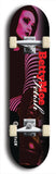 Skateboard deck: Limited edition, North American maple skateboard deck designed by underground artist BellyRash - available widths 7.5 to 8.5 inches in both mellow concave and steep concave shapes. Artwork: BETTYMOE FETISH logo brand popsicle-shaped deck with dark purple and black emo woman in background