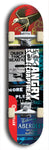 Skateboard deck: Limited edition, North American maple skateboard deck designed by underground artist BellyRash - available widths 7.5 to 8.5 inches in both mellow concave and steep concave shapes. Artwork: ANGRY CRAPFREAK brand popsicle-shaped with a multi-colored patterned background with large ANGRY CRAPFREAK logo 