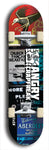 Skateboard deck: Limited edition, North American maple skateboard deck designed by underground artist BellyRash - available widths 7.5 to 8.5 inches in both mellow concave and steep concave shapes. Artwork: ANGRY CRAPFREAK brand popsicle-shaped with a multi-colored patterned background with large ANGRY CRAPFREAK logo 