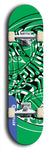 Skateboard deck: Limited edition, North American maple skateboard deck designed by underground artist BellyRash - available widths 7.5 to 8.5 inches in both mellow concave and steep concave shapes. Artwork: popsicle-shaped deck with green background and large Celtic symbol in the middle of the deck