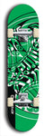 Skateboard deck: Limited edition, North American maple skateboard deck designed by underground artist BellyRash - available widths 7.5 to 8.5 inches in both mellow concave and steep concave shapes. Artwork: popsicle-shaped deck with green background and large Celtic symbol in the middle of the deck