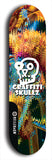 Skateboard deck: Limited edition, North American maple skateboard deck designed by underground artist BellyRash - available widths 7.5 to 8.5 inches in both mellow concave and steep concave shapes. Artwork: GRAFFITI SKULLZ logo brand popsicle-shaped deck with graffiti or street art background