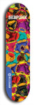 Skateboard deck: Limited edition, North American maple skateboard deck designed by underground artist BellyRash - available widths 7.5 to 8.5 inches in both mellow concave and steep concave shapes. Artwork: SK8PUNX logo brand popsicle-shaped deck