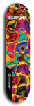 Skateboard deck: Limited edition, North American maple skateboard deck designed by underground artist BellyRash - available widths 7.5 to 8.5 inches in both mellow concave and steep concave shapes. Artwork: SK8PUNX logo brand popsicle-shaped deck