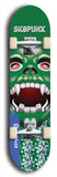 Skateboard deck: Limited edition, North American maple skateboard deck designed by underground artist BellyRash - available widths 7.5 to 8.5 inches in both mellow concave and steep concave shapes. Artwork: SK8PUNX logo brand popsicle-shaped deck