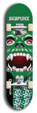 Skateboard deck: Limited edition, North American maple skateboard deck designed by underground artist BellyRash - available widths 7.5 to 8.5 inches in both mellow concave and steep concave shapes. Artwork: SK8PUNX logo brand popsicle-shaped deck