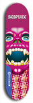 Skateboard deck: Limited edition, North American maple skateboard deck designed by underground artist BellyRash - available widths 7.5 to 8.5 inches in both mellow concave and steep concave shapes. Artwork: SK8PUNX logo brand popsicle-shaped deck