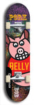 Limited edition, North American maple skateboard deck designed by underground artist BellyRash -- available in widths 7.5 to 8.5 inches in both mellow concave and steep concave shapes. Artwork: PEOPLE brand popsicle-shaped skateboard deck with a black and white human face inside a swirling multi-colored background