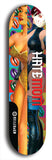 Skateboard deck: Limited edition, North American maple skateboard deck designed by underground artist BellyRash - available widths 7.5 to 8.5 inches in both mellow concave and steep concave shapes. Artwork: HATEMOM logo brand popsicle-shaped deck