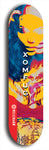 Skateboard deck: Limited edition, North American maple skateboard deck designed by underground artist BellyRash - available widths 7.5 to 8.5 inches in both mellow concave and steep concave shapes. Artwork: XOMFUG logo brand popsicle-shaped deck