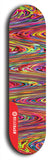 Skateboard deck: Limited edition, North American maple skateboard deck designed by underground artist BellyRash - available widths 7.5 to 8.5 inches in both mellow concave and steep concave shapes. Artwork: ABEX LIQUID brand popsicle-shaped with a multi-colored swirling patterned background