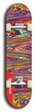 Skateboard deck: Limited edition, North American maple skateboard deck designed by underground artist BellyRash - available widths 7.5 to 8.5 inches in both mellow concave and steep concave shapes. Artwork: ABEX LIQUID brand popsicle-shaped with a multi-colored swirling patterned background