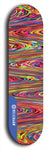 Skateboard deck: Limited edition, North American maple skateboard deck designed by underground artist BellyRash - available widths 7.5 to 8.5 inches in both mellow concave and steep concave shapes. Artwork: ABEX LIQUID brand popsicle-shaped with a multi-colored swirling patterned background