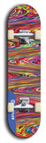 Skateboard deck: Limited edition, North American maple skateboard deck designed by underground artist BellyRash - available widths 7.5 to 8.5 inches in both mellow concave and steep concave shapes. Artwork: ABEX LIQUID brand popsicle-shaped with a multi-colored swirling patterned background