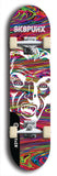 Skateboard deck: Limited edition, North American maple skateboard deck designed by underground artist BellyRash - available widths 7.5 to 8.5 inches in both mellow concave and steep concave shapes. Artwork: SK8PUNX logo brand popsicle-shaped deck