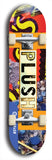 Skateboard deck: Limited edition, North American maple skateboard deck designed by underground artist BellyRash - available widths 7.5 to 8.5 inches in both mellow concave and steep concave shapes. Artwork: PLUSH logo brand popsicle-shaped deck