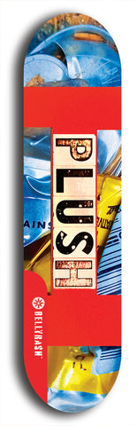 Skateboard deck: Limited edition, North American maple skateboard deck designed by underground artist BellyRash - available widths 7.5 to 8.5 inches in both mellow concave and steep concave shapes. Artwork: PLUSH logo brand popsicle-shaped deck