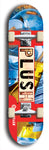 Skateboard deck: Limited edition, North American maple skateboard deck designed by underground artist BellyRash - available widths 7.5 to 8.5 inches in both mellow concave and steep concave shapes. Artwork: PLUSH logo brand popsicle-shaped deck