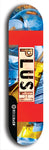 Skateboard deck: Limited edition, North American maple skateboard deck designed by underground artist BellyRash - available widths 7.5 to 8.5 inches in both mellow concave and steep concave shapes. Artwork: PLUSH logo brand popsicle-shaped deck