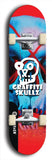 Skateboard deck: Limited edition, North American maple skateboard deck designed by underground artist BellyRash - available widths 7.5 to 8.5 inches in both mellow concave and steep concave shapes. Artwork: GRAFFITI SKULLZ logo brand popsicle-shaped deck with graffiti or street art background