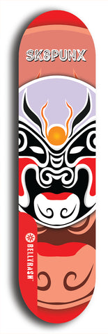 Skateboard deck: Limited edition, North American maple skateboard deck designed by underground artist BellyRash - available widths 7.5 to 8.5 inches in both mellow concave and steep concave shapes. Artwork: SK8PUNX logo brand popsicle-shaped deck