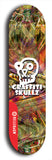 Skateboard deck: Limited edition, North American maple skateboard deck designed by underground artist BellyRash - available widths 7.5 to 8.5 inches in both mellow concave and steep concave shapes. Artwork: GRAFFITI SKULLZ logo brand popsicle-shaped deck with graffiti or street art background