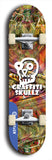 Skateboard deck: Limited edition, North American maple skateboard deck designed by underground artist BellyRash - available widths 7.5 to 8.5 inches in both mellow concave and steep concave shapes. Artwork: GRAFFITI SKULLZ logo brand popsicle-shaped deck with graffiti or street art background