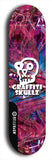 Skateboard deck: Limited edition, North American maple skateboard deck designed by underground artist BellyRash - available widths 7.5 to 8.5 inches in both mellow concave and steep concave shapes. Artwork: GRAFFITI SKULLZ logo brand popsicle-shaped deck with graffiti or street art background