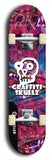 Skateboard deck: Limited edition, North American maple skateboard deck designed by underground artist BellyRash - available widths 7.5 to 8.5 inches in both mellow concave and steep concave shapes. Artwork: GRAFFITI SKULLZ logo brand popsicle-shaped deck with graffiti or street art background