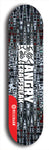 Skateboard deck: Limited edition, North American maple skateboard deck designed by underground artist BellyRash - available widths 7.5 to 8.5 inches in both mellow concave and steep concave shapes. Artwork: ANGRY CRAPFREAK brand popsicle-shaped with a multi-colored patterned background