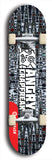 Skateboard deck: Limited edition, North American maple skateboard deck designed by underground artist BellyRash - available widths 7.5 to 8.5 inches in both mellow concave and steep concave shapes. Artwork: ANGRY CRAPFREAK brand popsicle-shaped with a multi-colored patterned background